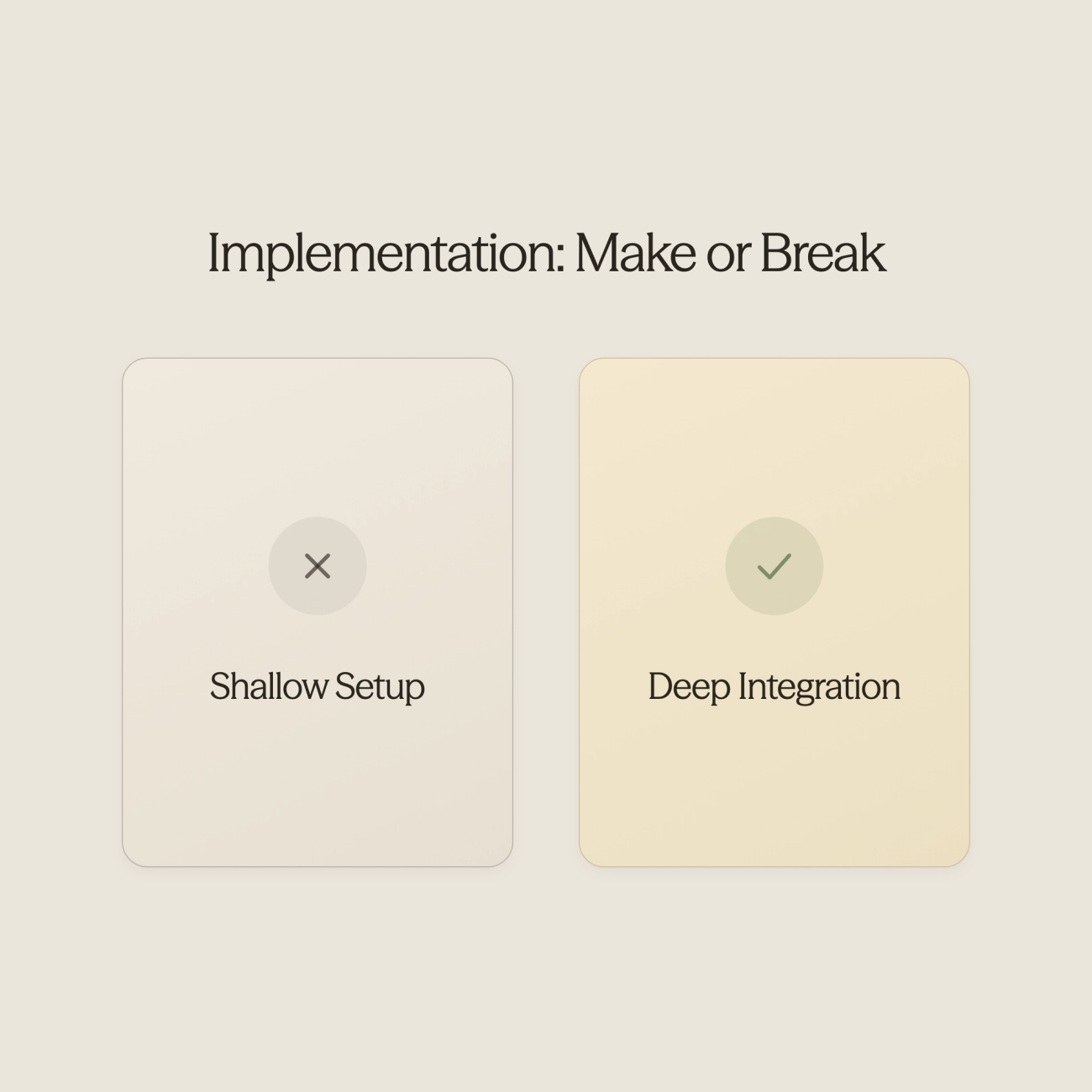 Split scene illustration showing successful versus failed chatbot implementation approaches