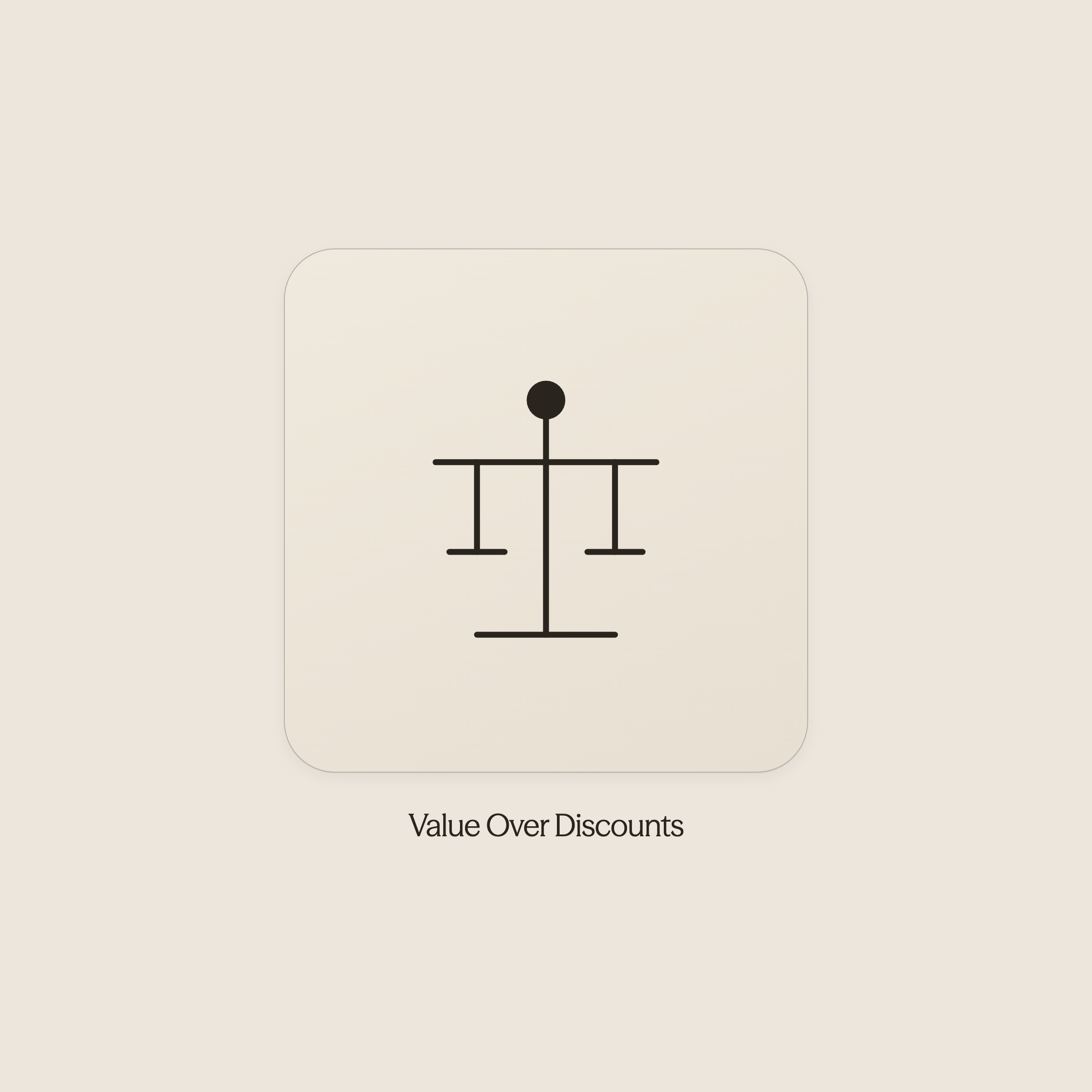 Icon scale showing trade-off between price discounting and value positioning
