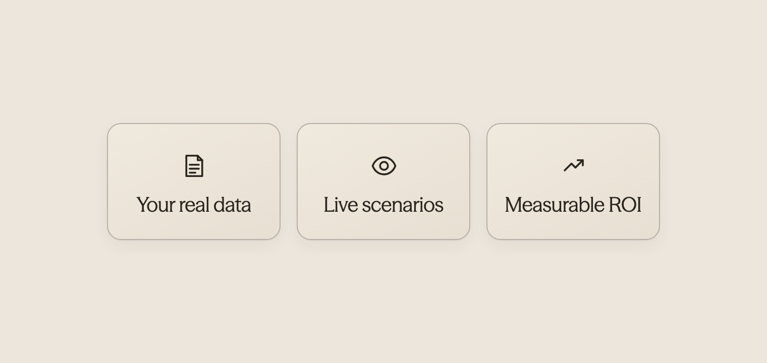 Three icons showing guest communication, AI processing, and satisfaction