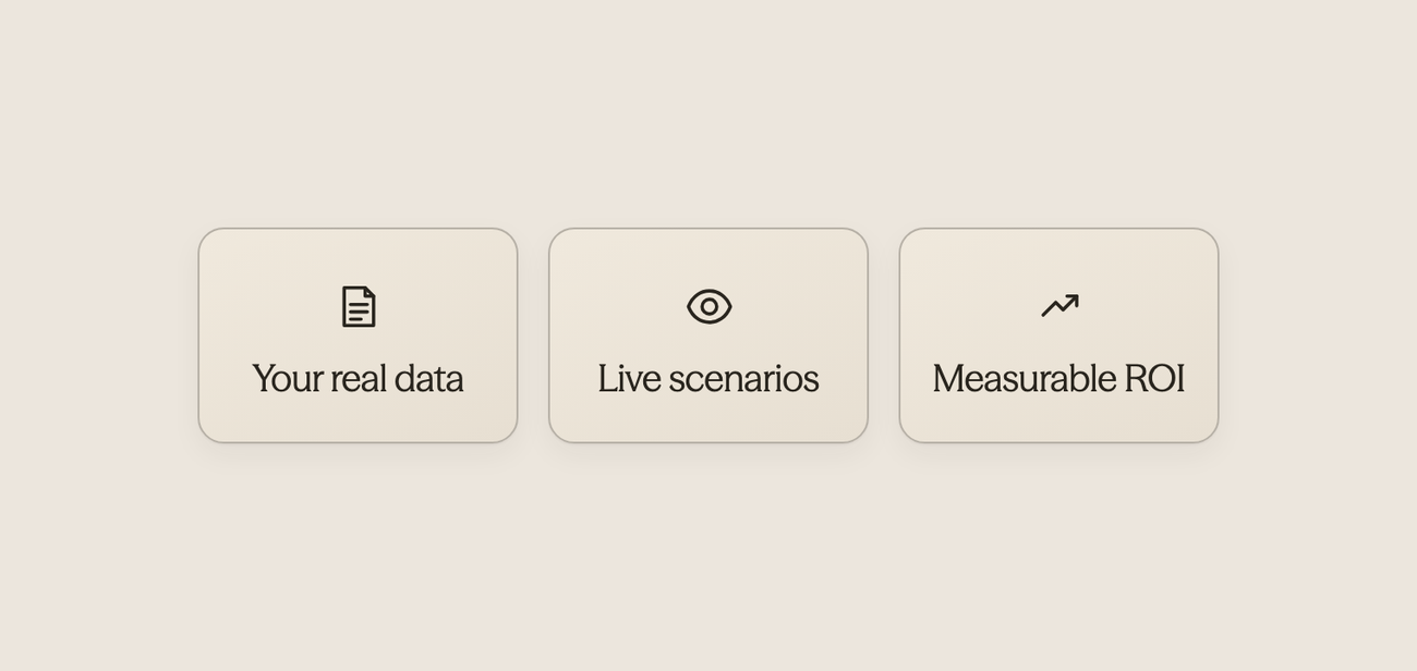 Three icons showing guest communication, AI processing, and satisfaction