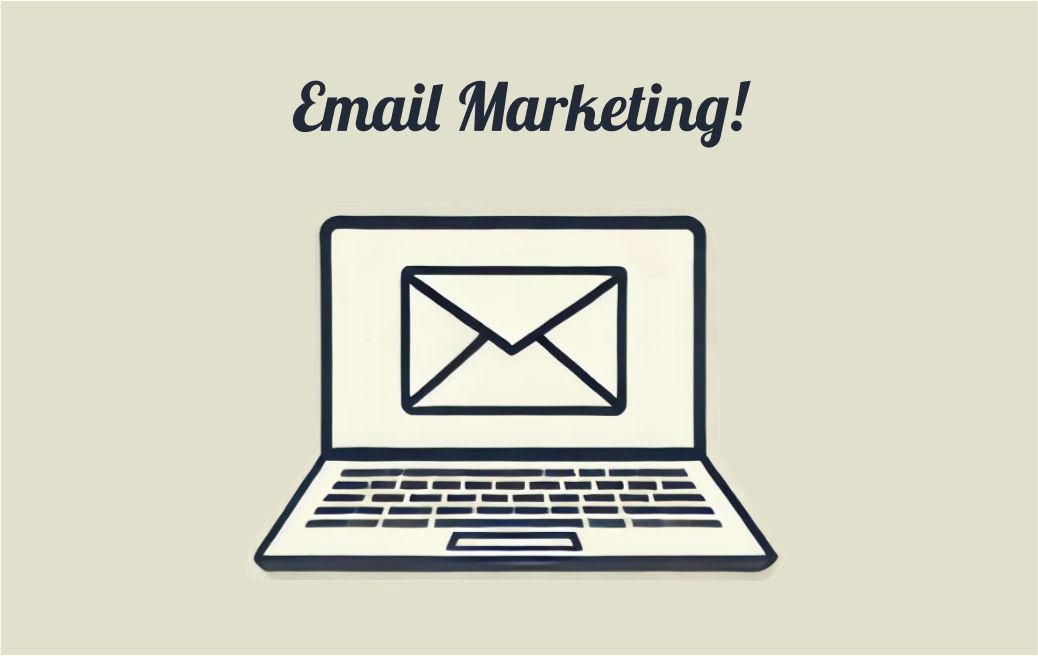 Email Marketing sign above a laptop