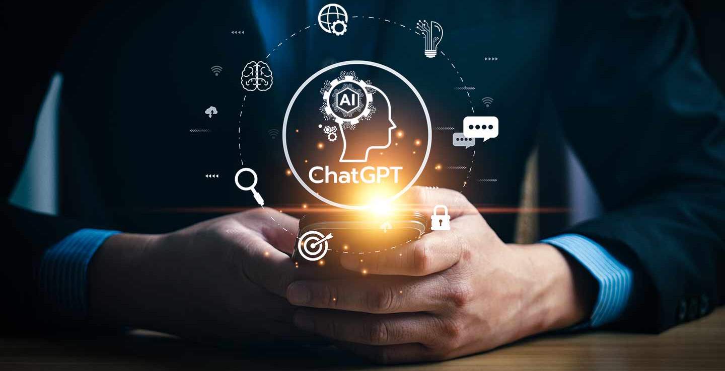 ChatGPT diagram over someone holding a phone