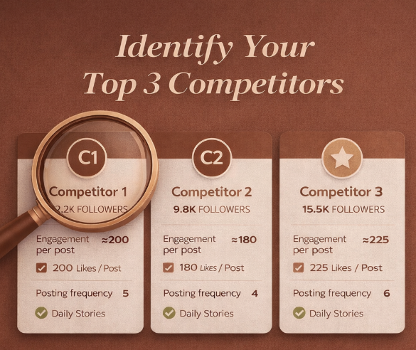 Identify your top 3 social media competitors