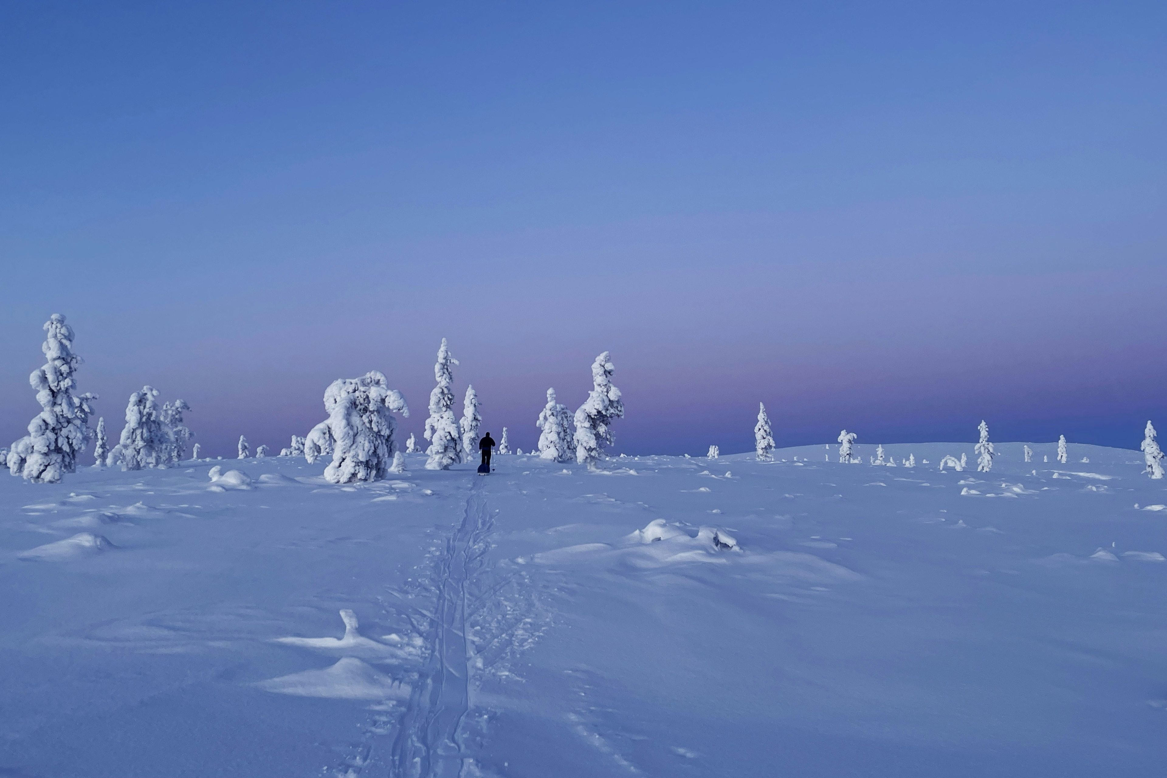 Paisajes nevados de Norrbotten en el camino hacia Kiruna