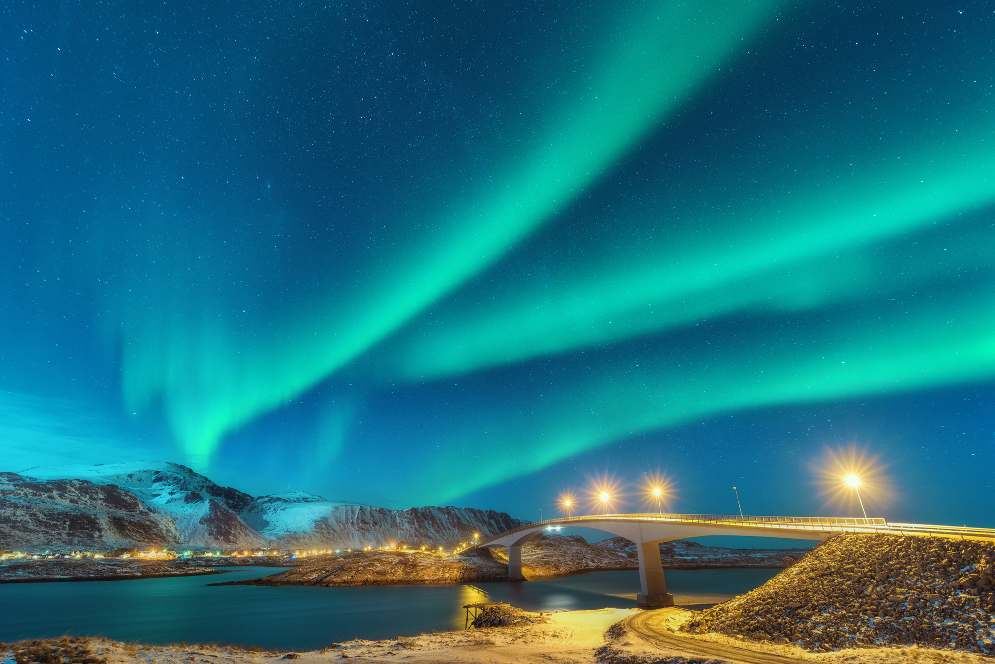 Aurora boreal sobre las Islas Lofoten