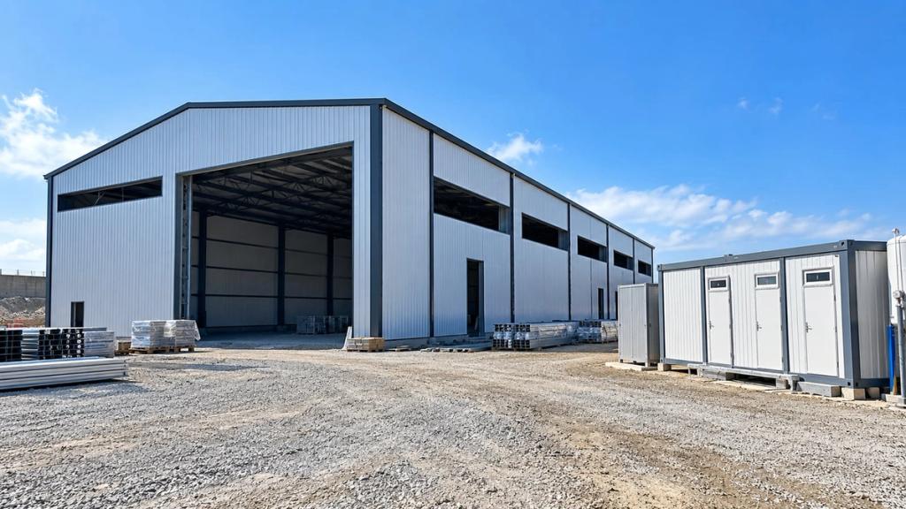 Tikinti meydançasında prefabrik anbar və modul sanitar bloklar