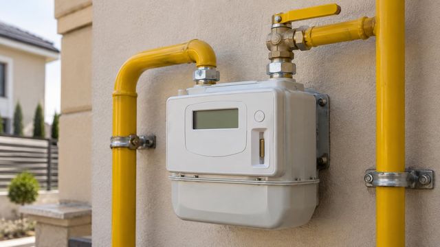 Divardakı smart qaz sayğacı və sarı borular