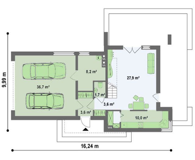 EM05-140 layihəsinin birinci mərtəbə planı — 140,60 m²