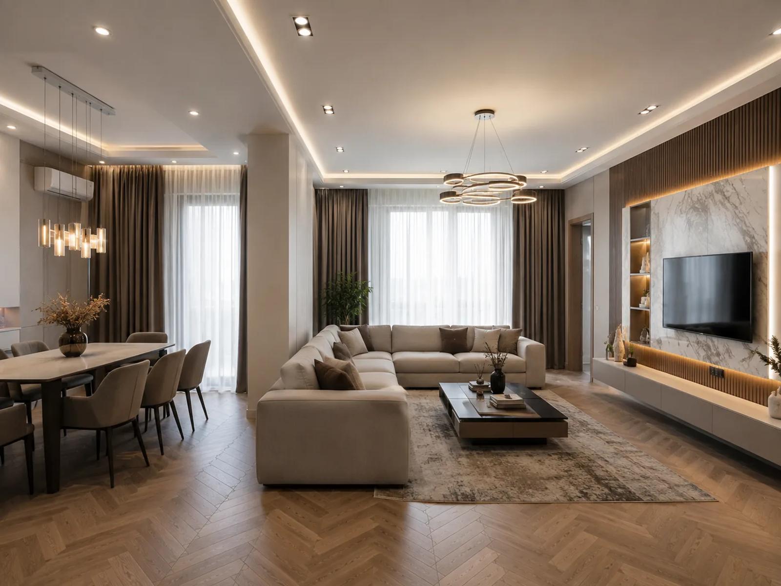 The interior of an apartment after a major renovation in the Narimanov district of Baku