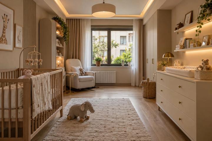 Modern üslubunda uşaq otağı (yaşayış kompleksində mənzil, gündüz işığı) — Standart təmir paketi, dizayn vizuallaşdırması