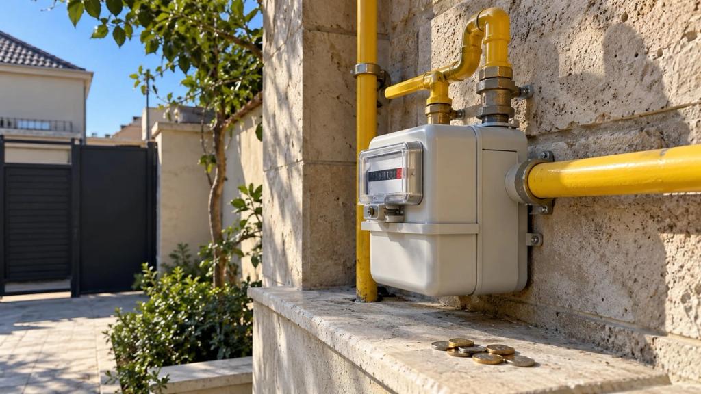 Ev divarındakı qaz sayğacı və yeni qoşulma borusu
