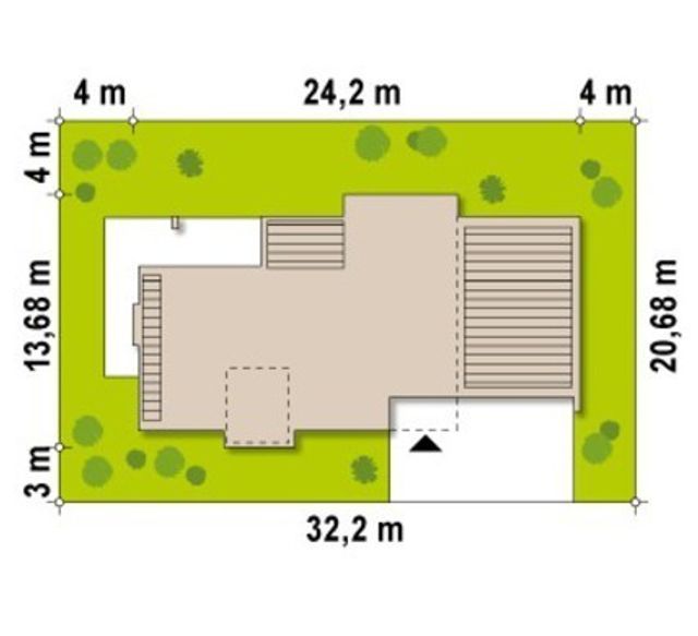 EM02-314 evinin sahədə yerləşmə planı — 31,00 × 20,00 m