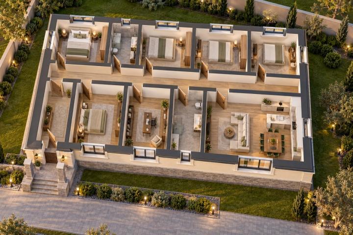 BK29-178 layihəsinin 3D kəsik planı — mebelli otaqlar, vizuallaşdırma