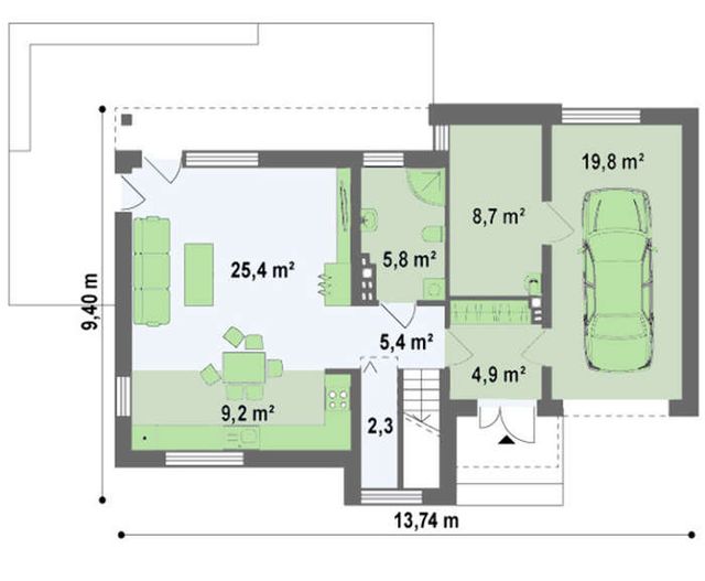 EM06-175 layihəsinin birinci mərtəbə planı — 175,15 m²
