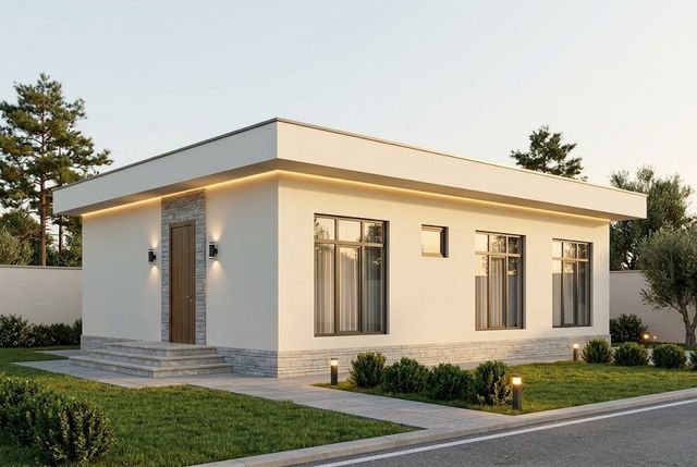 BM42-170 layihəsinin fasad vizuallaşdırması — düz dam