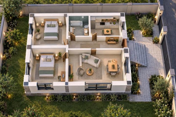 BM02-072 layihəsinin 3D kəsik planı — otaqların düzülüşü, vizuallaşdırma