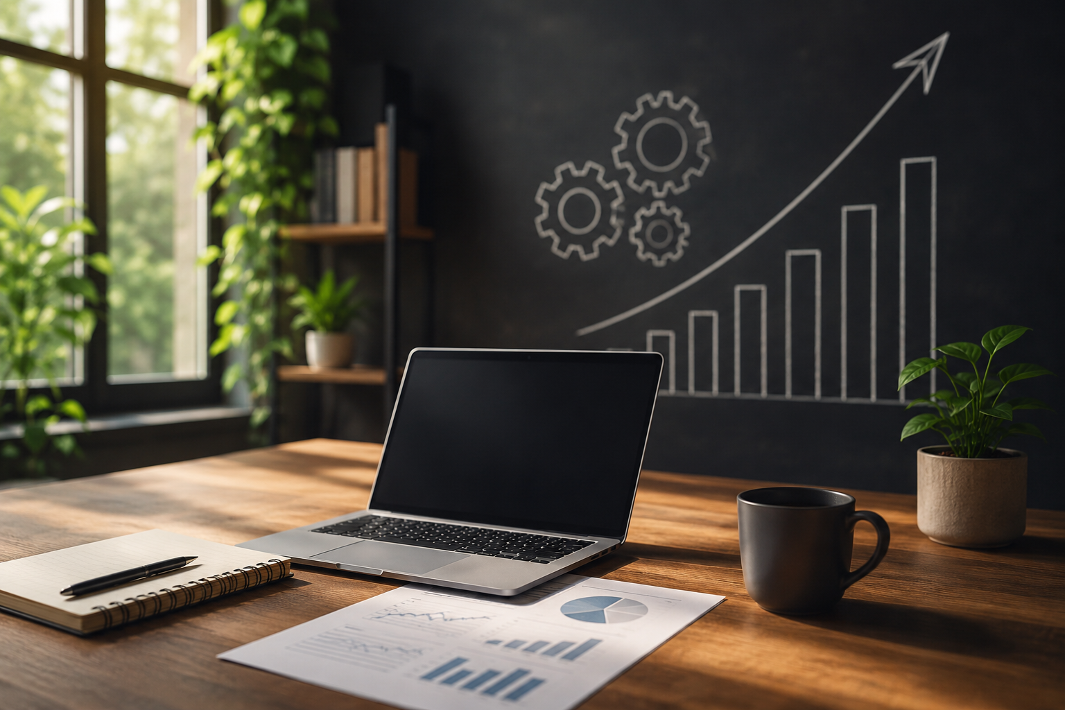Modern startup workspace representing operational efficiency, business systems, workflow management, and sustainable business growth.