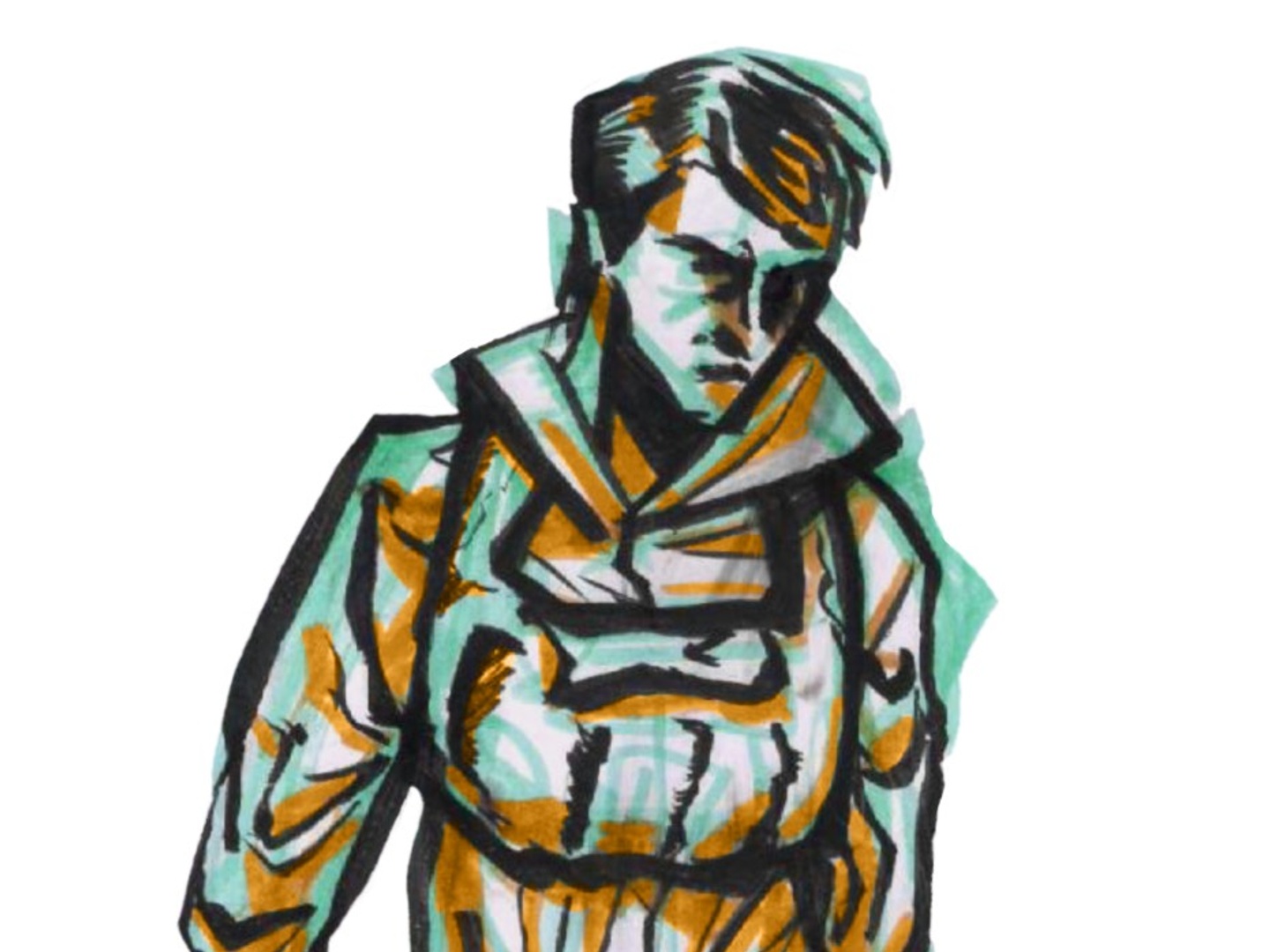 Man with stick.