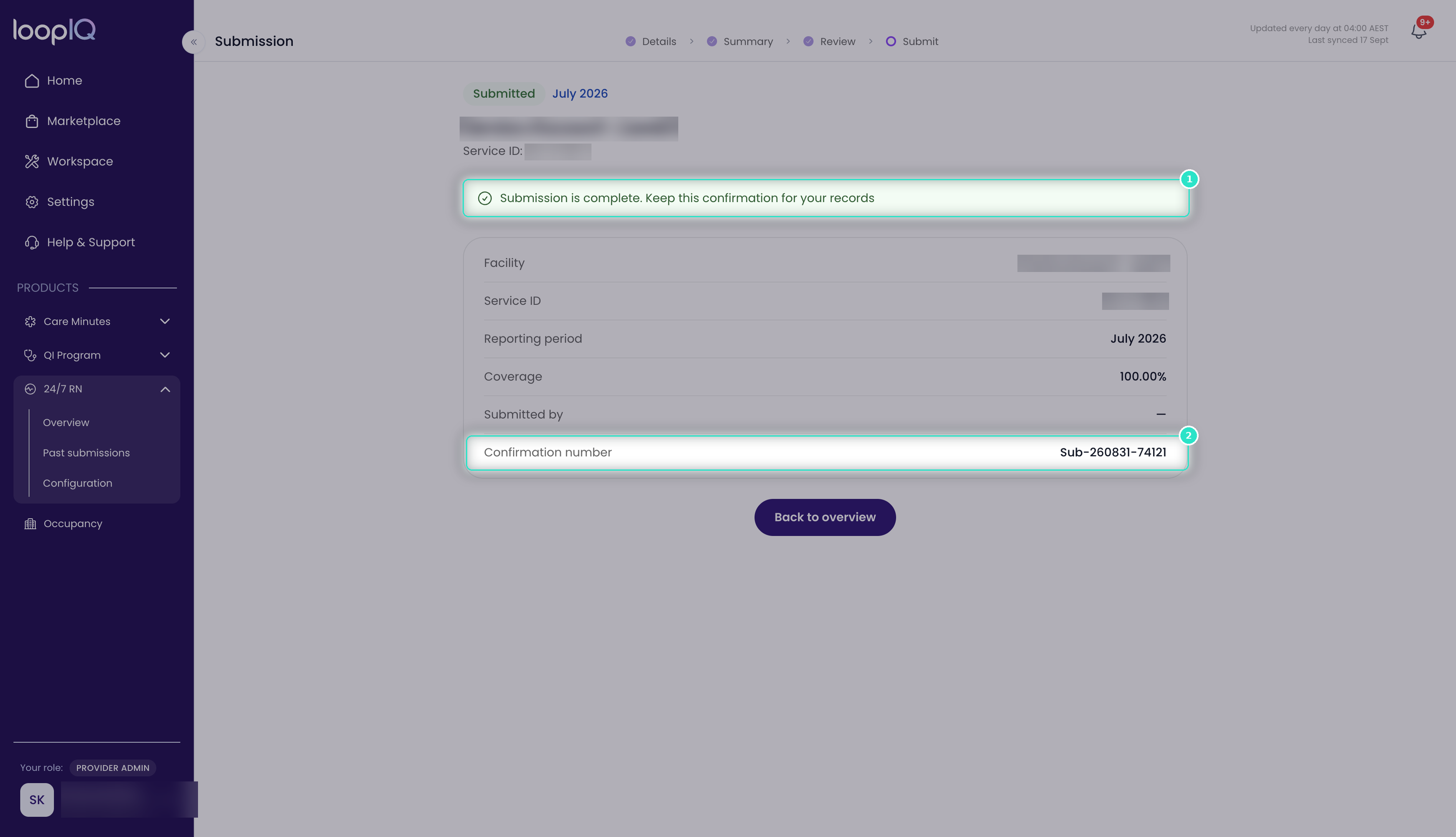 Submission receipt for your records