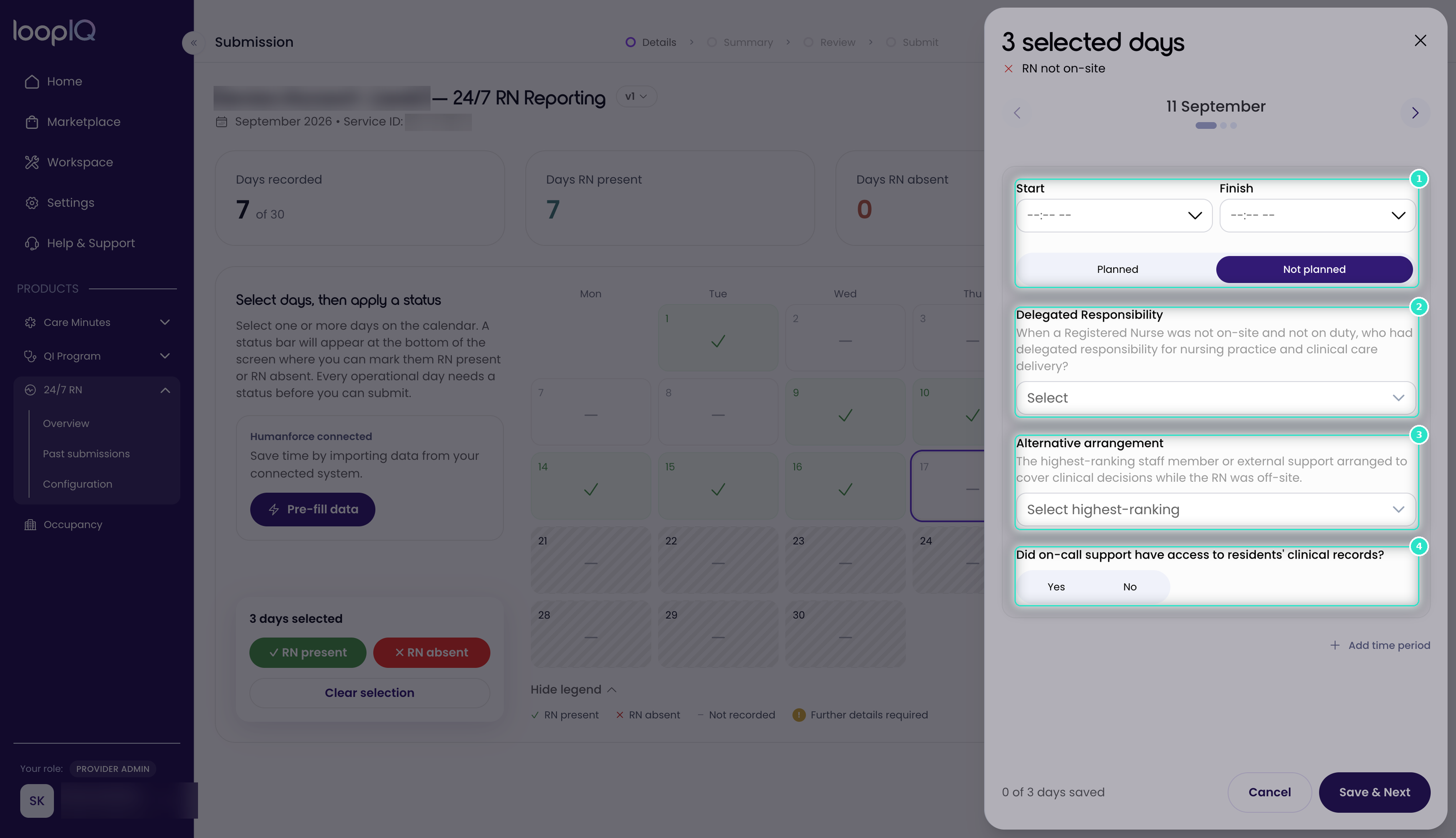 Record absence and answer additional questions