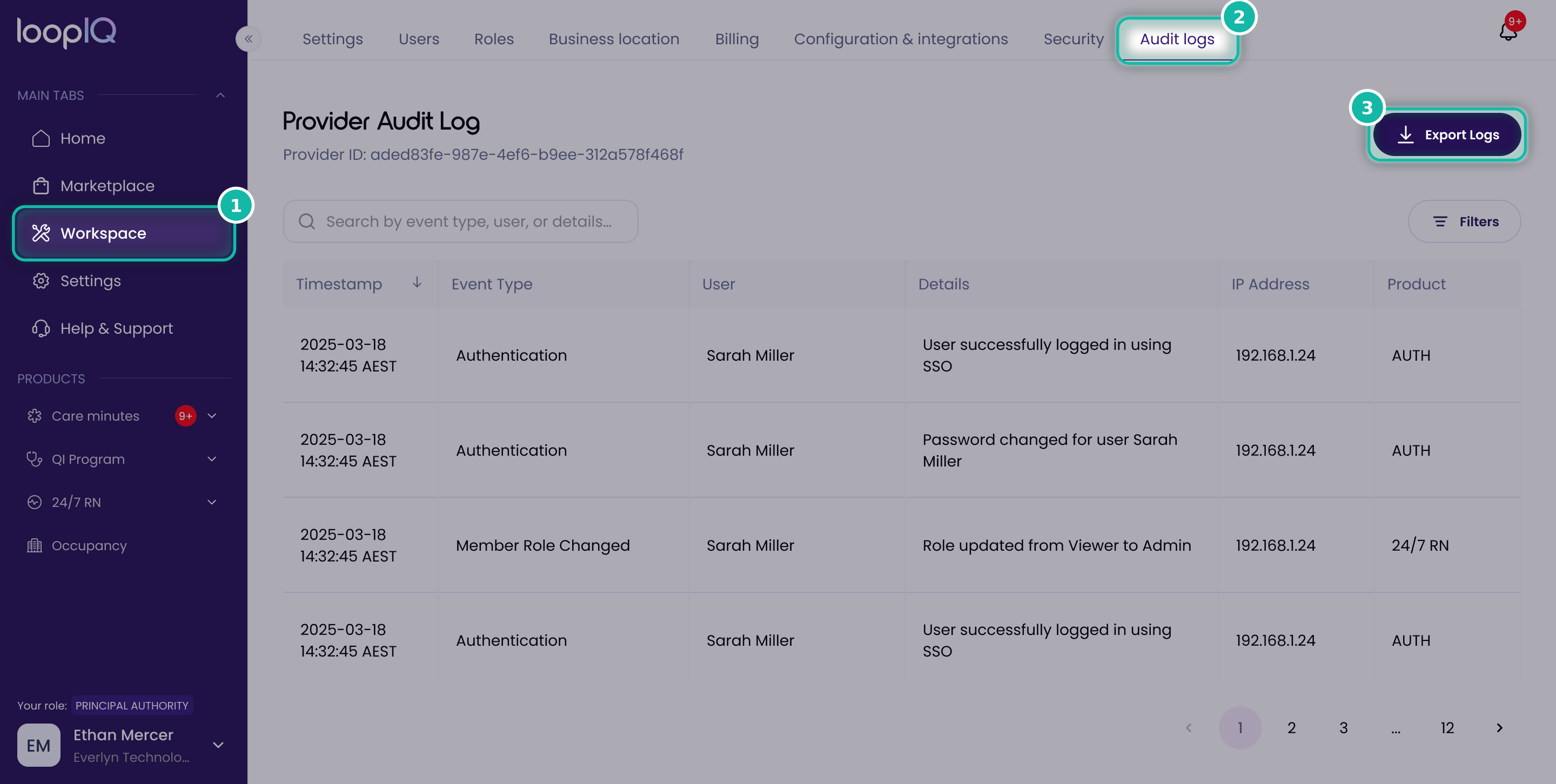 Export Audit Logs