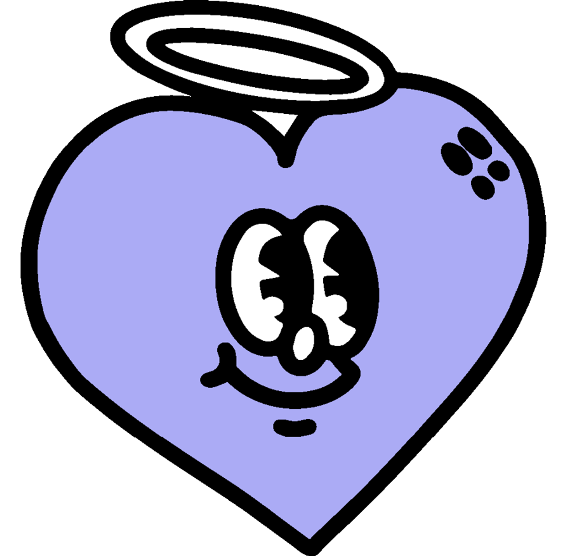 Heart mascot with face and halo