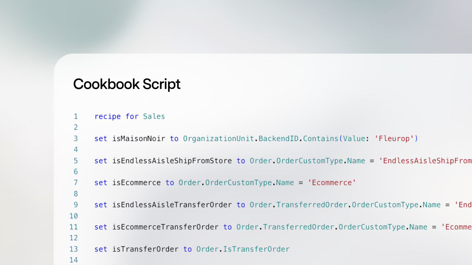 Cookbook accounting logic