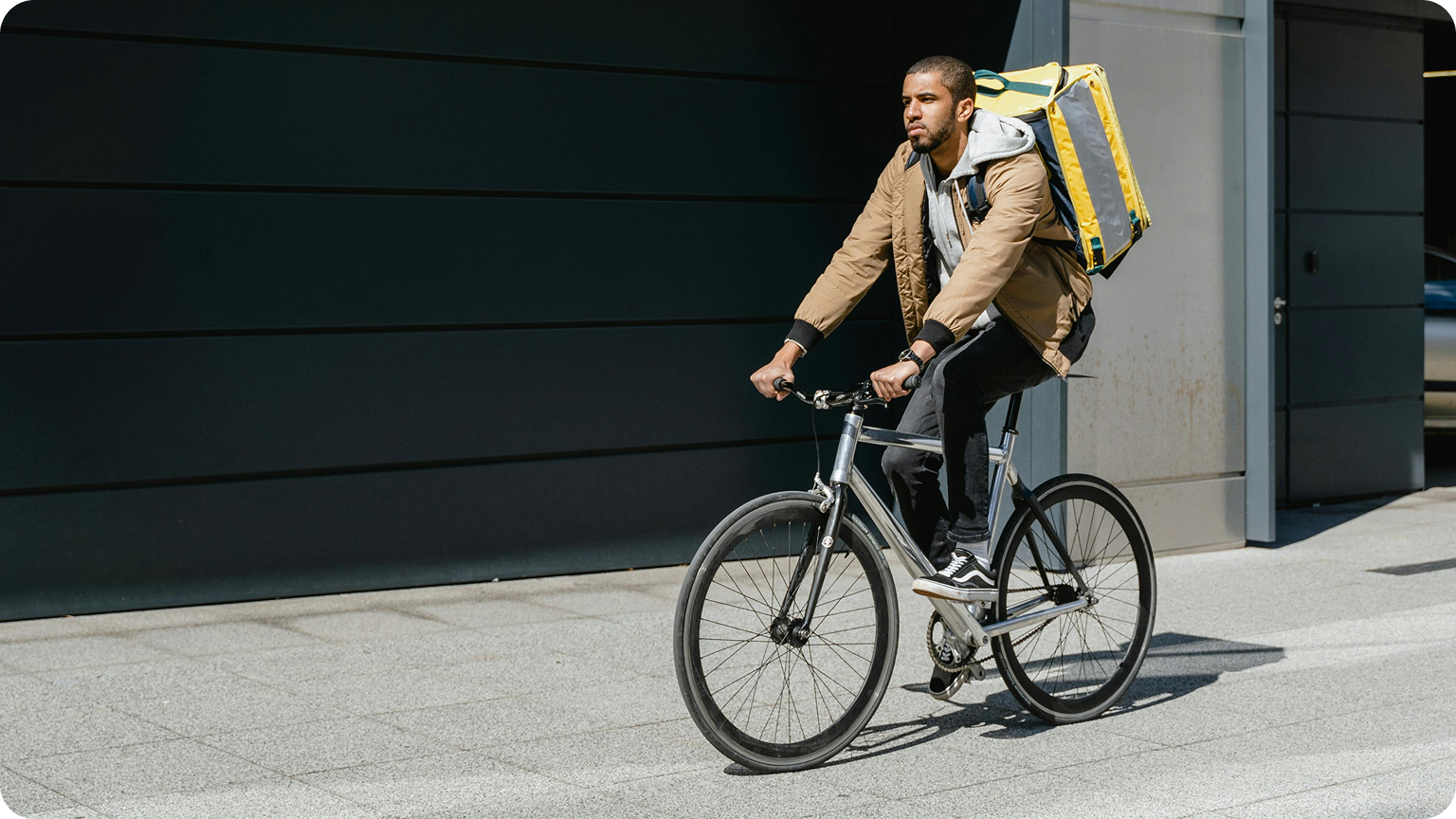 Person delivering on bike