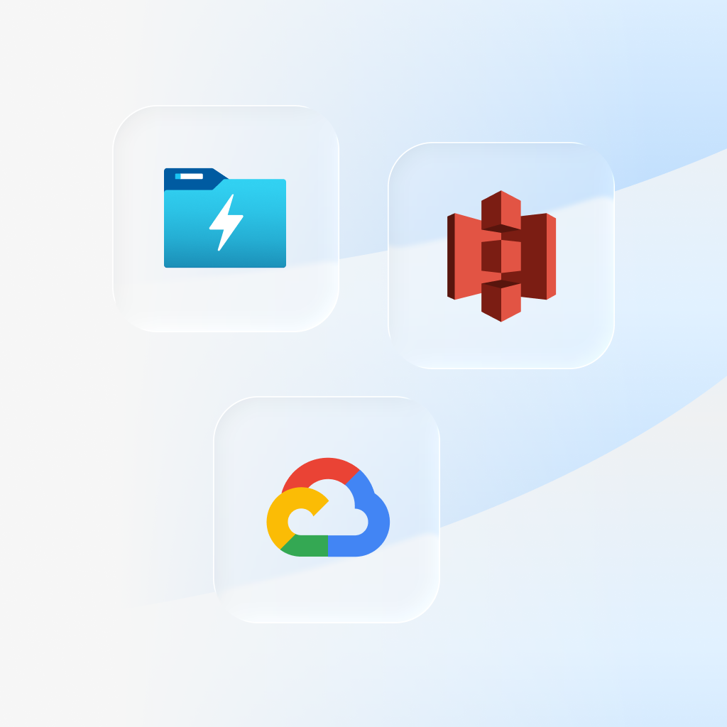 EVA data lake integration with Azure Data Lake Storage, Amazon S3, and Google Cloud Storage for structured Parquet file delivery