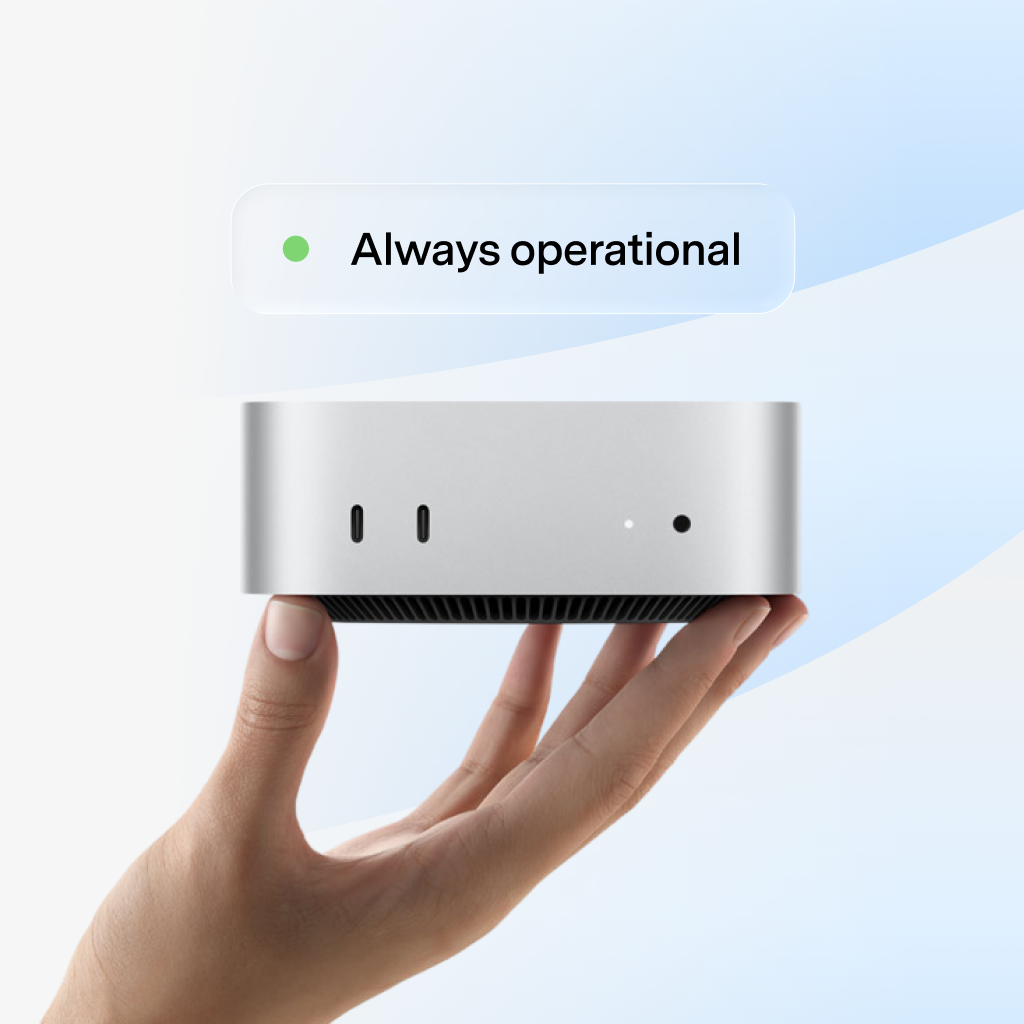 EVA Watchtower operational monitoring running on Apple Mac Mini hardware for always-on in-store order flow monitoring and fulfillment exception detection