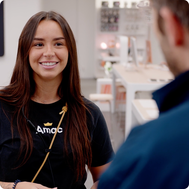 Store associate helping a customer