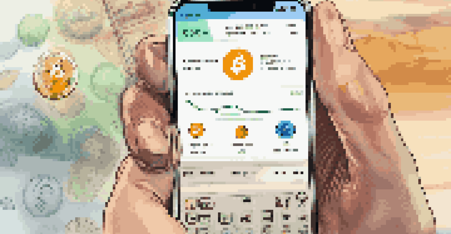 A smartphone displaying a digital wallet app with various cryptocurrencies, surrounded by travel items.