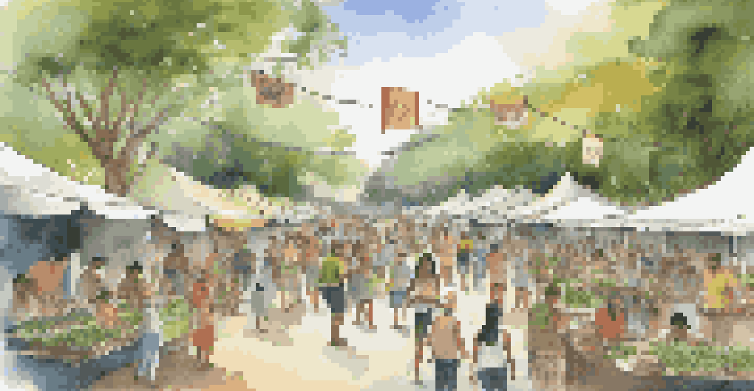 An eco-friendly cultural festival featuring sustainable booths and workshops on recycling, set in a green environment.
