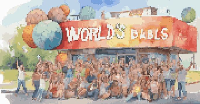 A group of friends taking selfies at a quirky roadside attraction, smiling and having fun.