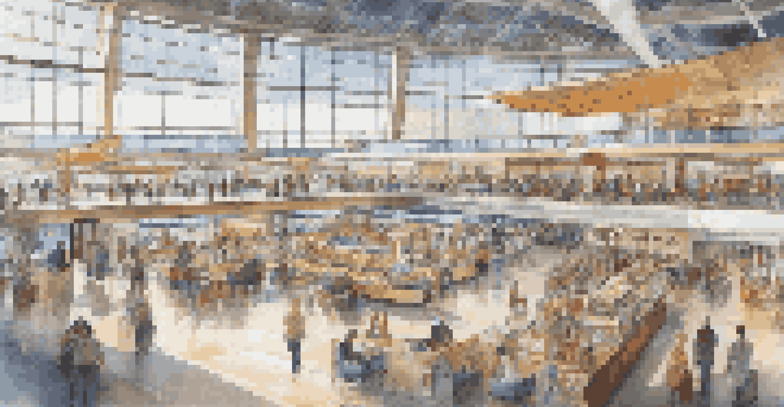 An airport terminal filled with shops and restaurants, with travelers exploring and enjoying their time in a bright environment.