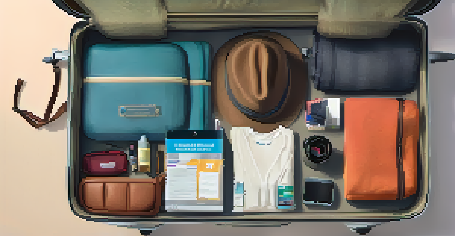 An organized suitcase filled with travel essentials for individuals with disabilities, including a blanket, medical supplies, and mobility aids on a bed.
