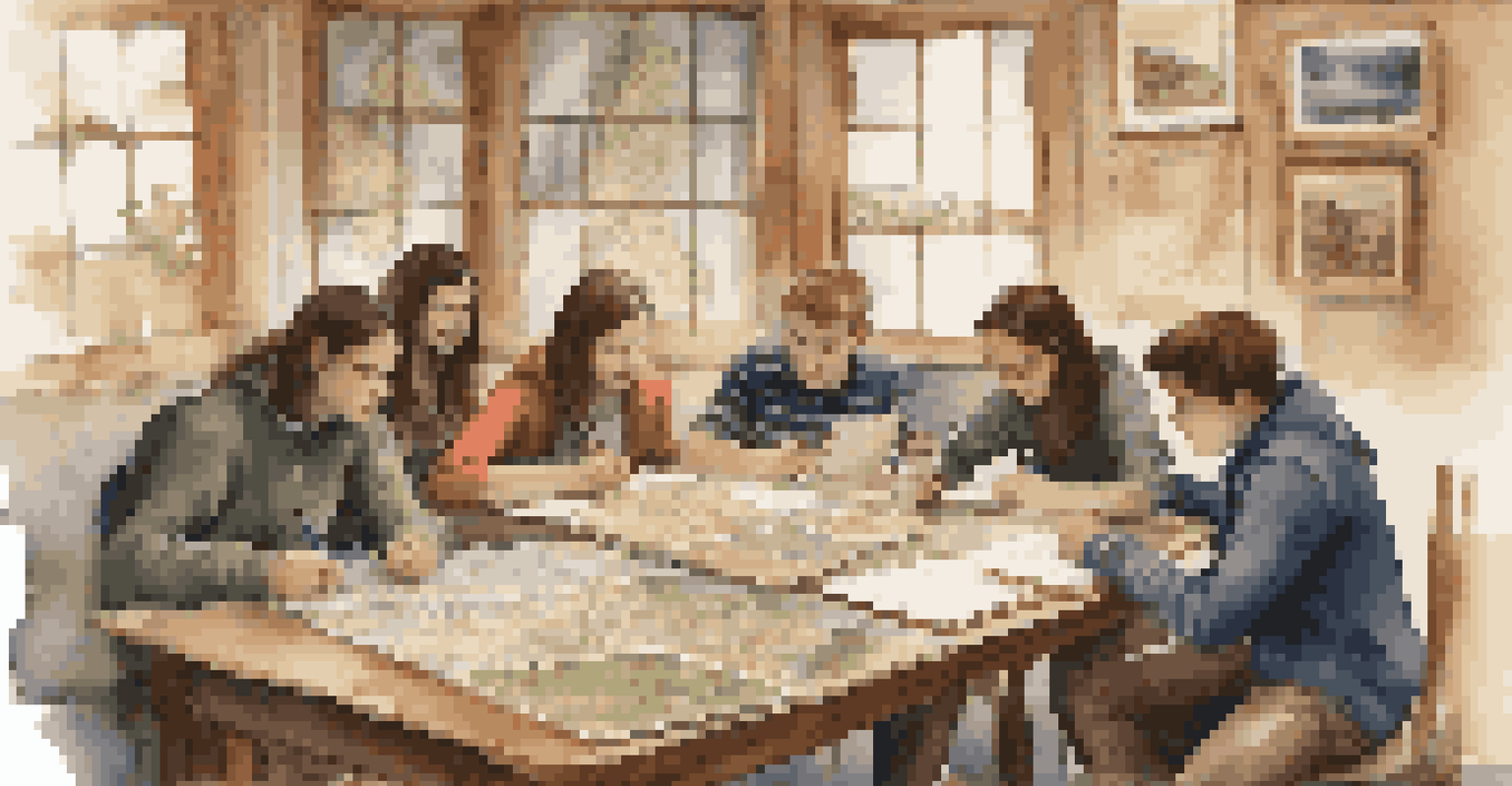 Teens engaged in a travel journal workshop, sharing reflections about their historical trip in a warm and inviting room.