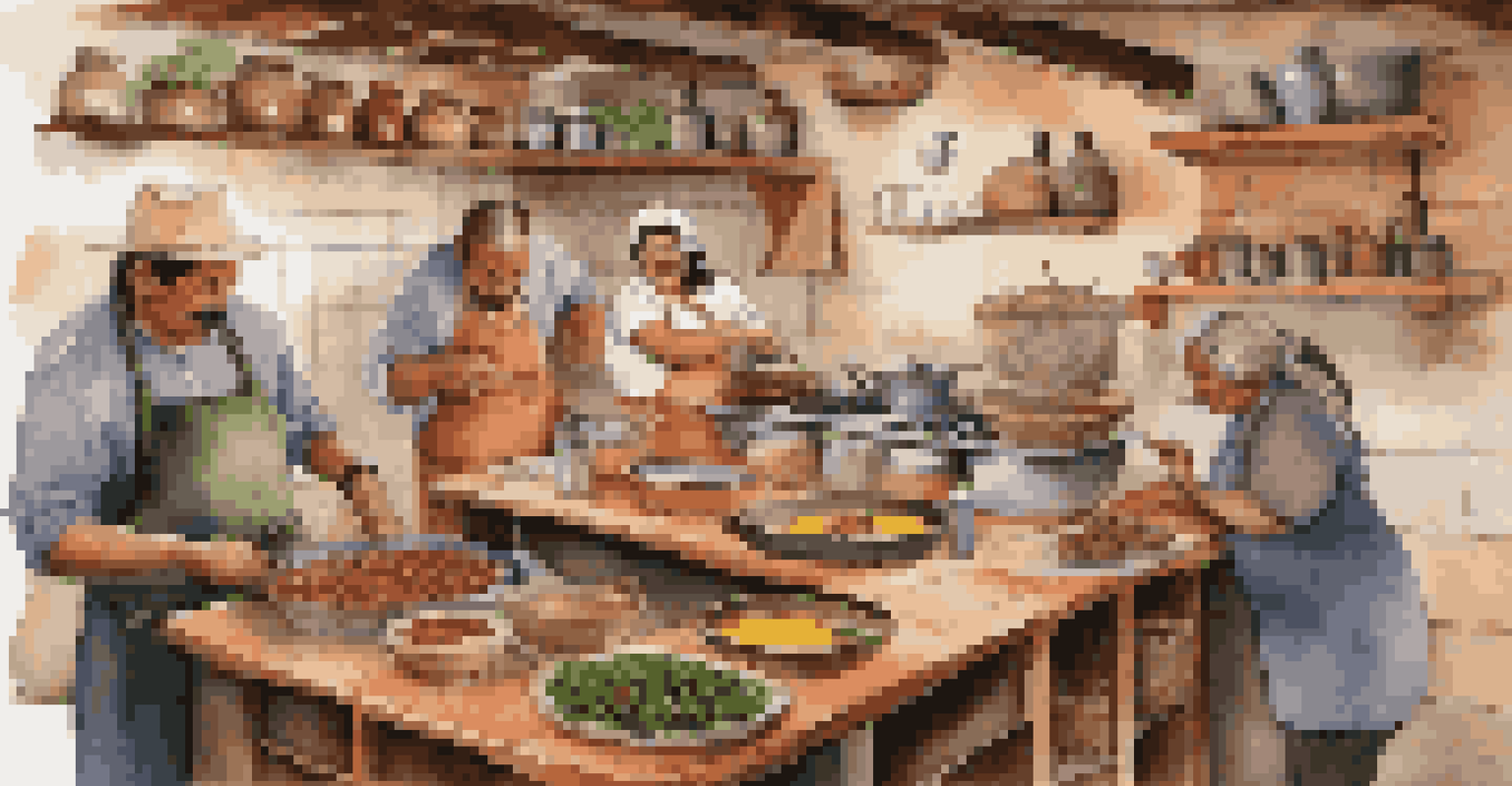 A welcoming kitchen where a local chef teaches travelers how to prepare traditional Mexican mole, surrounded by vibrant ingredients.