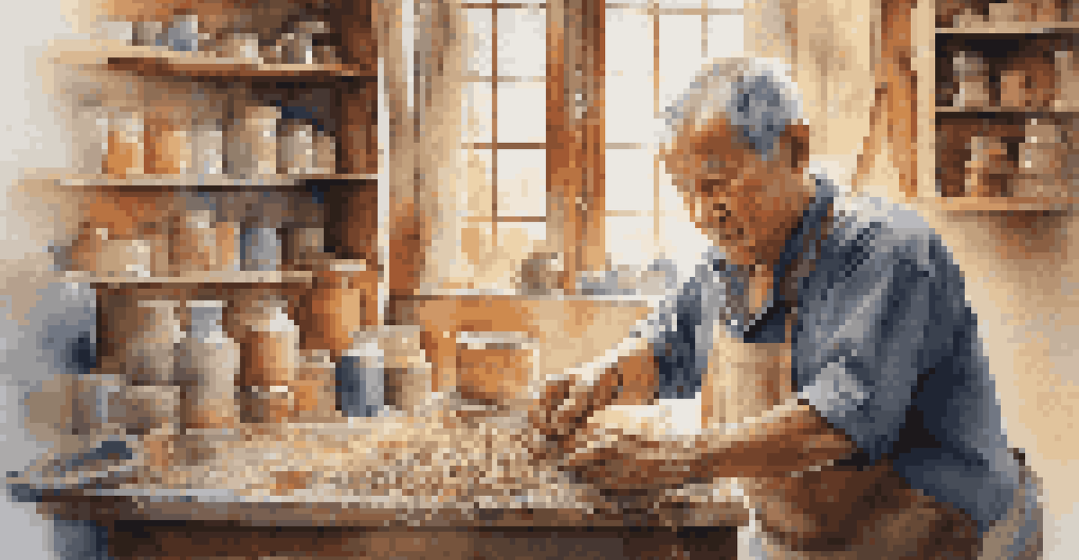 A local artisan creating handmade goods in a workshop, with vibrant colors and intricate details visible, illuminated by soft, diffused light from a window.