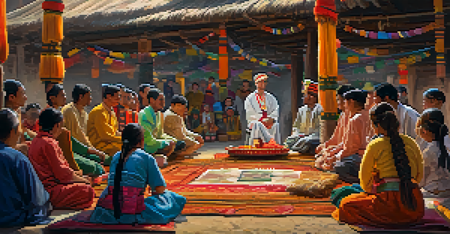 A traveler participating in a traditional cultural ceremony with local community members in vibrant attire.