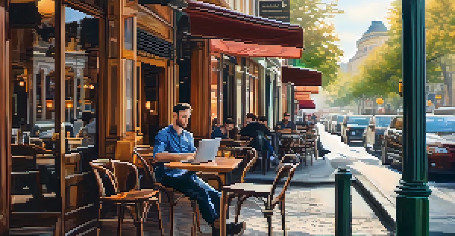 A photographer editing photos on a laptop in a cozy café setting.