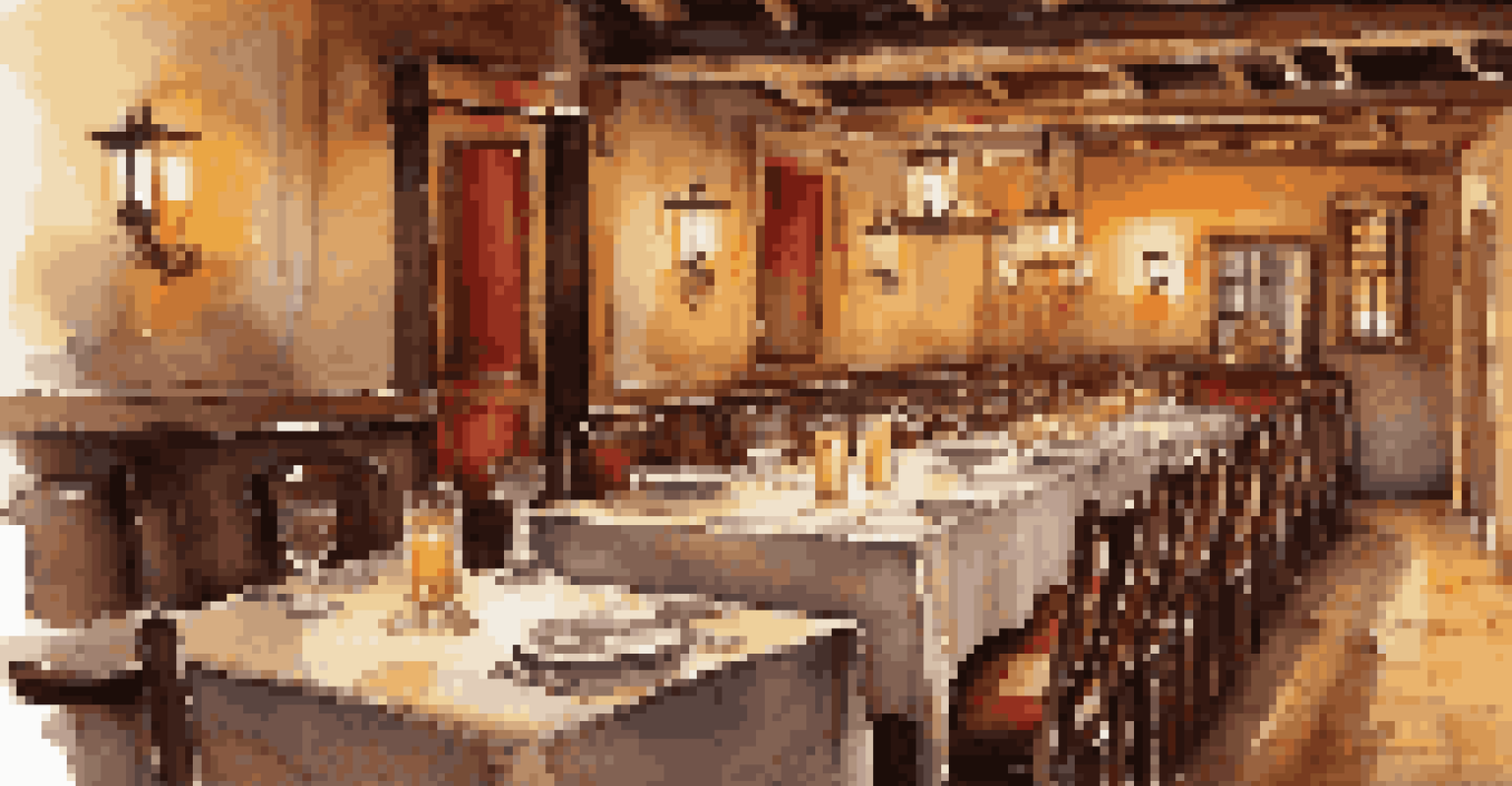 A cozy Italian restaurant table set with a plate of homemade pasta and a glass of red wine, illuminated by soft candlelight.