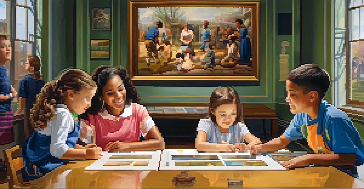 A family engaging with a hands-on exhibit in a Smithsonian Museum, with colorful displays around them.