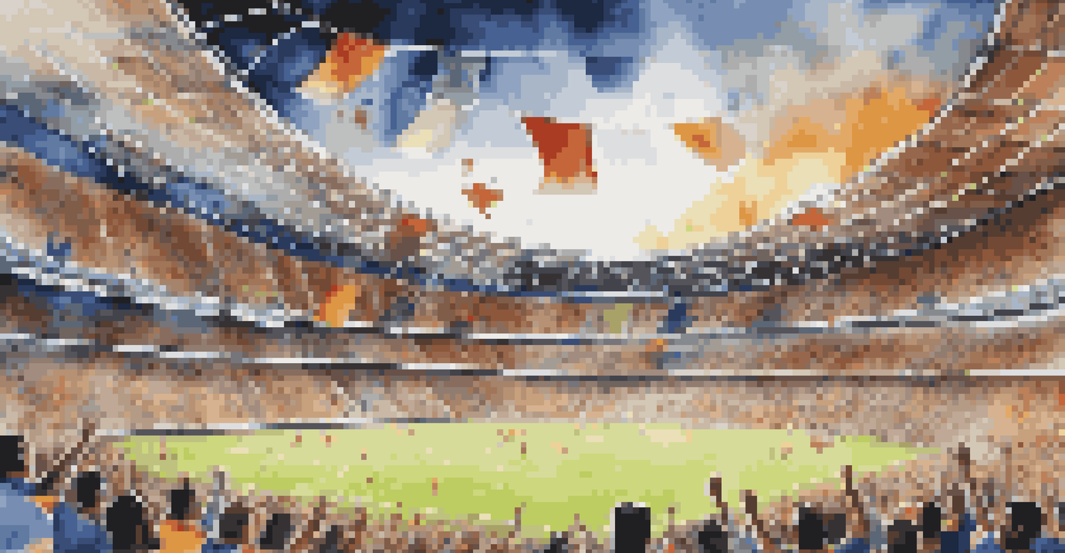 A lively FIFA World Cup match scene with fans cheering and players competing on the field.