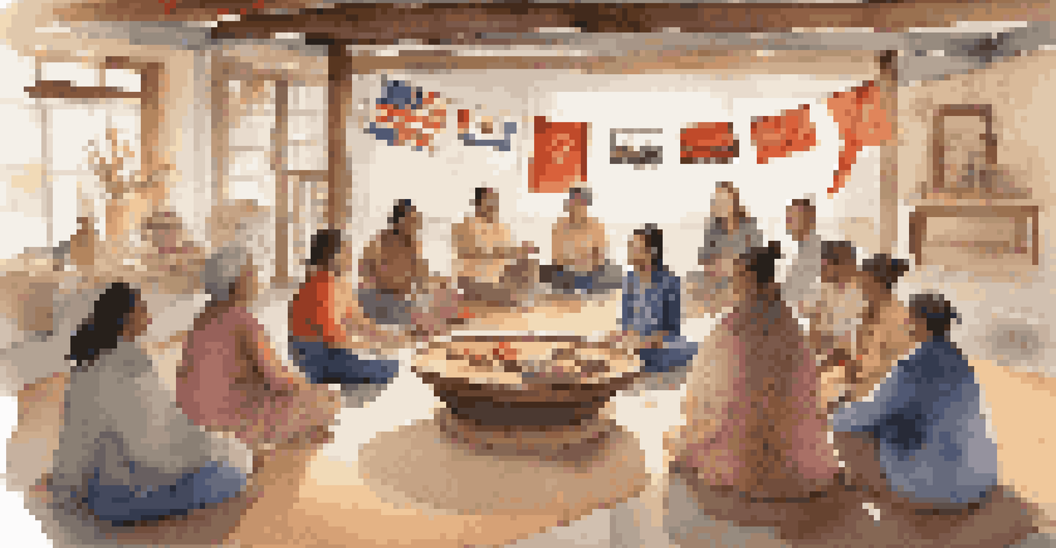 Participants sharing stories and showcasing dance styles in a cozy indoor cultural exchange workshop, surrounded by cultural decorations.