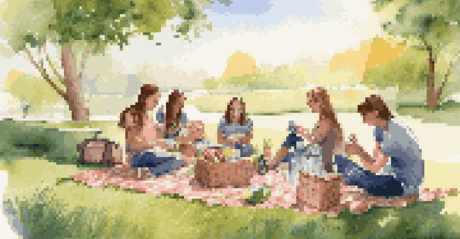 A group of teenagers enjoying a picnic outdoors with eco-friendly travel gear like reusable water bottles and biodegradable utensils.