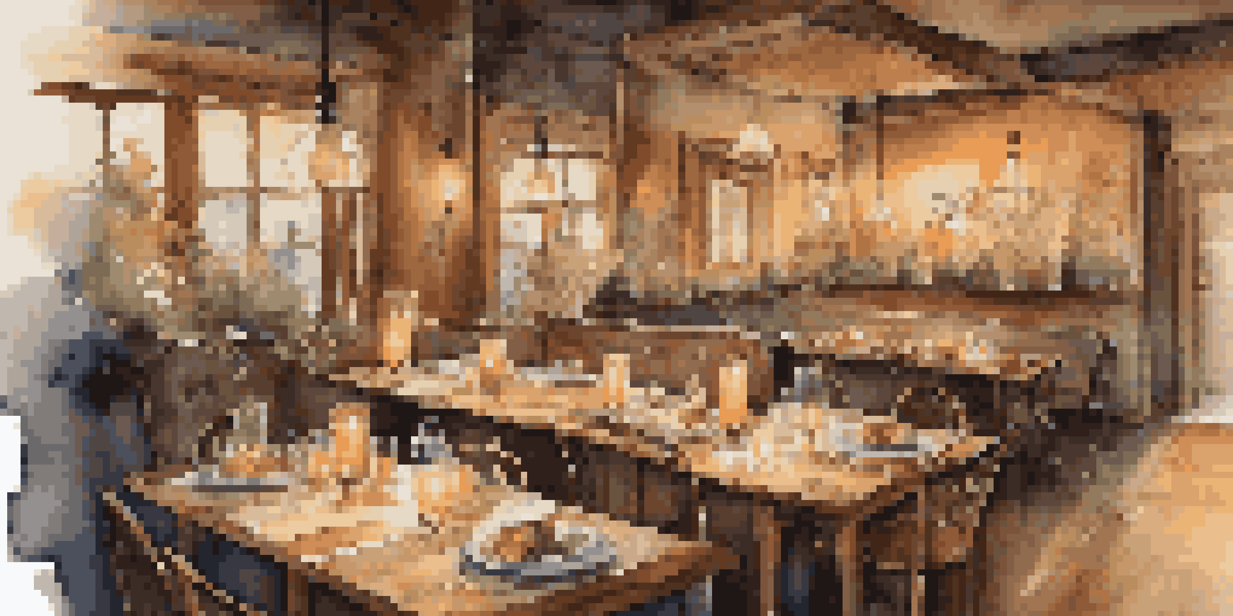 A cozy dining table with gourmet dishes in a warmly lit family-run restaurant.