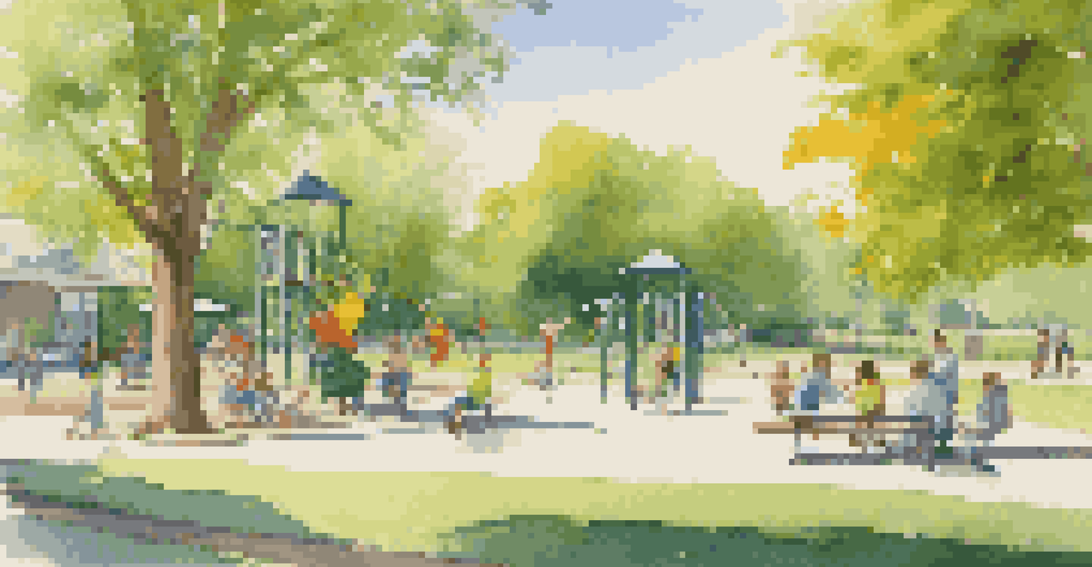 A family at a park rest stop, unpacking a picnic while kids play in the background.