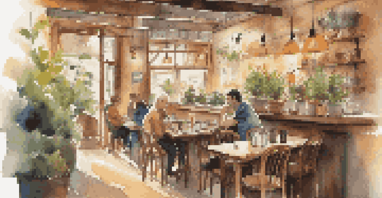 A solo traveler in a cozy café, reading a travel guide and enjoying coffee, with warm lighting and rustic decor.