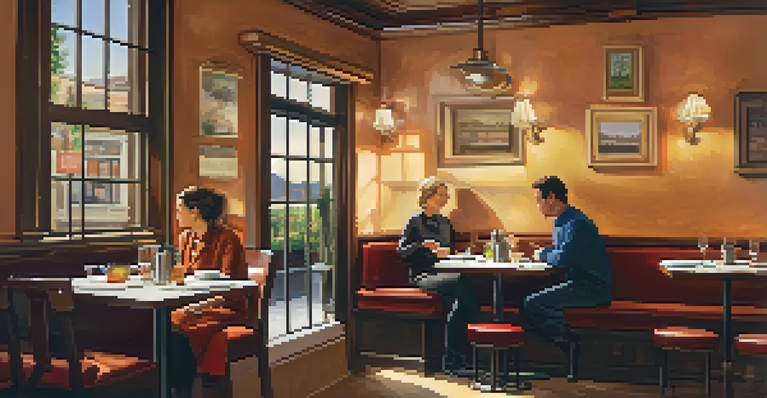 A single diner reading a book in a small bistro, enjoying a meal with a warm and inviting atmosphere.